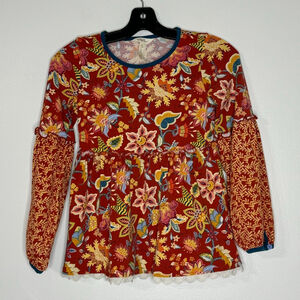 Matilda Jane Mix Print Floral 3/4 Sleeve Top Girls Size 12